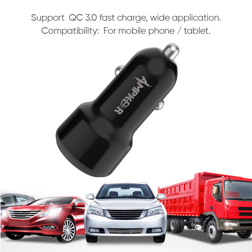 HRWireless, 2.4A Single Black Car Adapter with 2 USB Ports