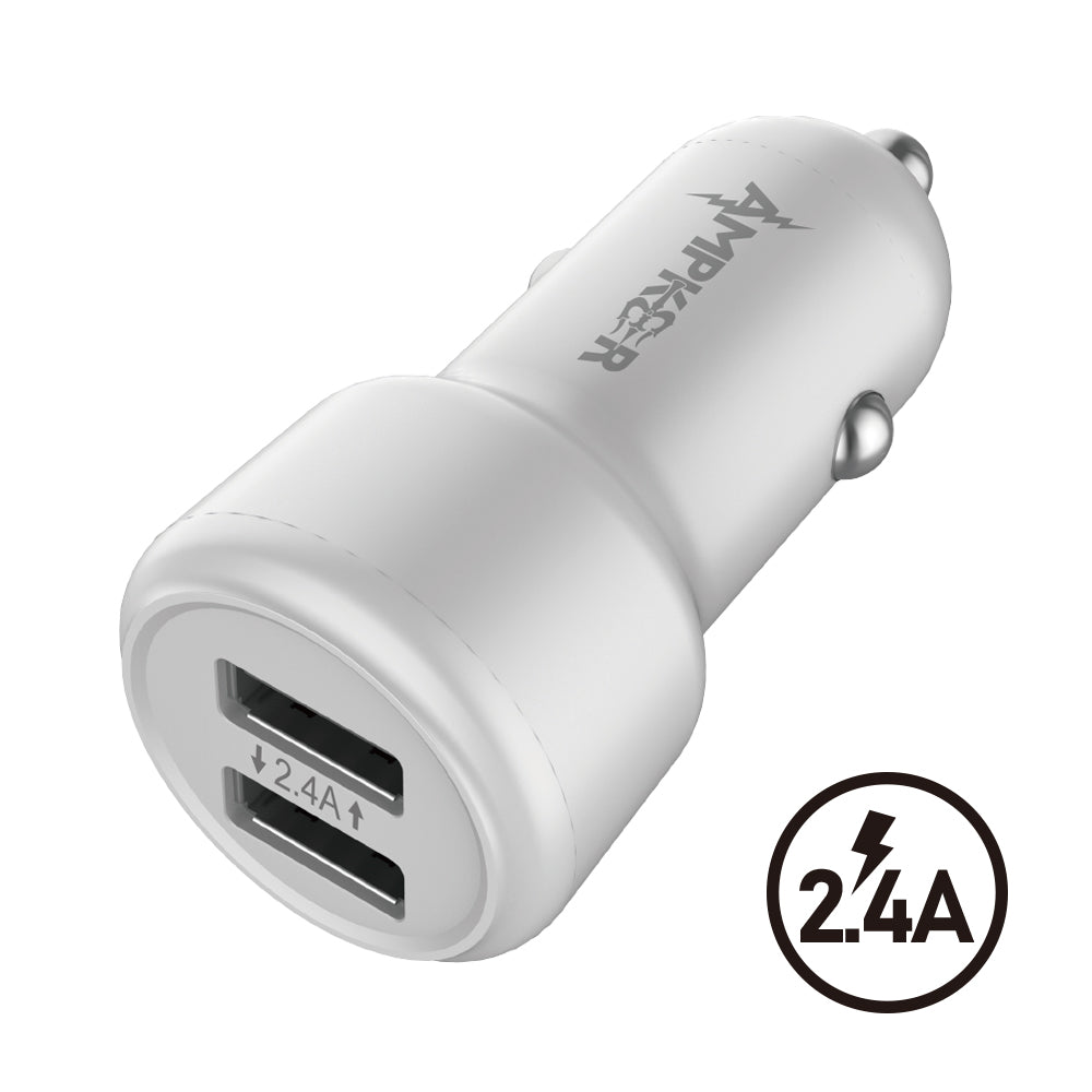 HRWireless, 2.4A Single White Car Adapter with 2 USB Ports