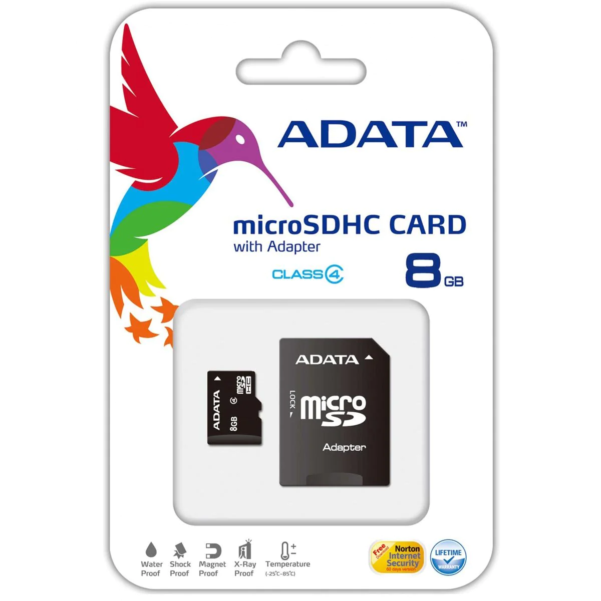 ADATA, ADATA Micro SDHC Card w/ Adapter - 8GB Memory Card Universal Colo