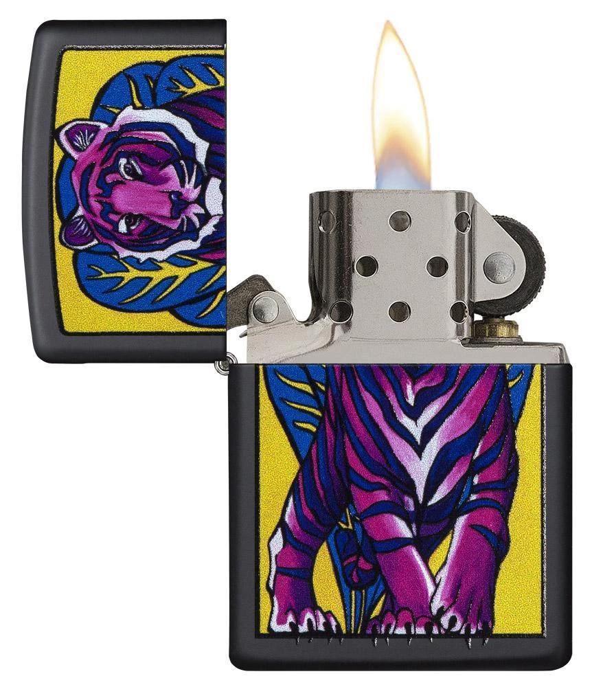 Zippo, (Clearance) Zippo Tattoo Tiger Matte Black Windproof Lighter (29714)