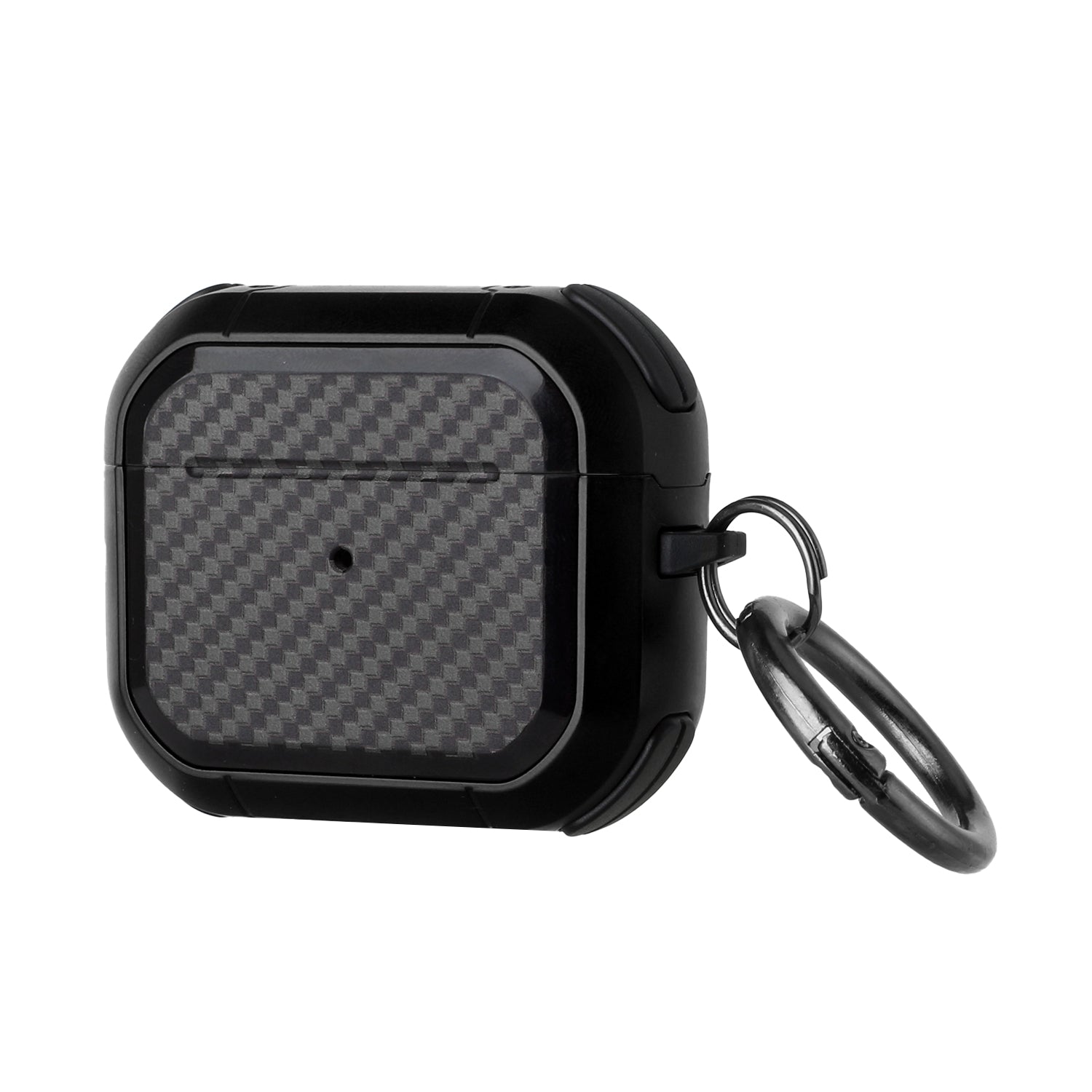 HRWireless, For AirPods 1/2 Carbon Fiber Design Hybrid With Metal Hook Case Cover