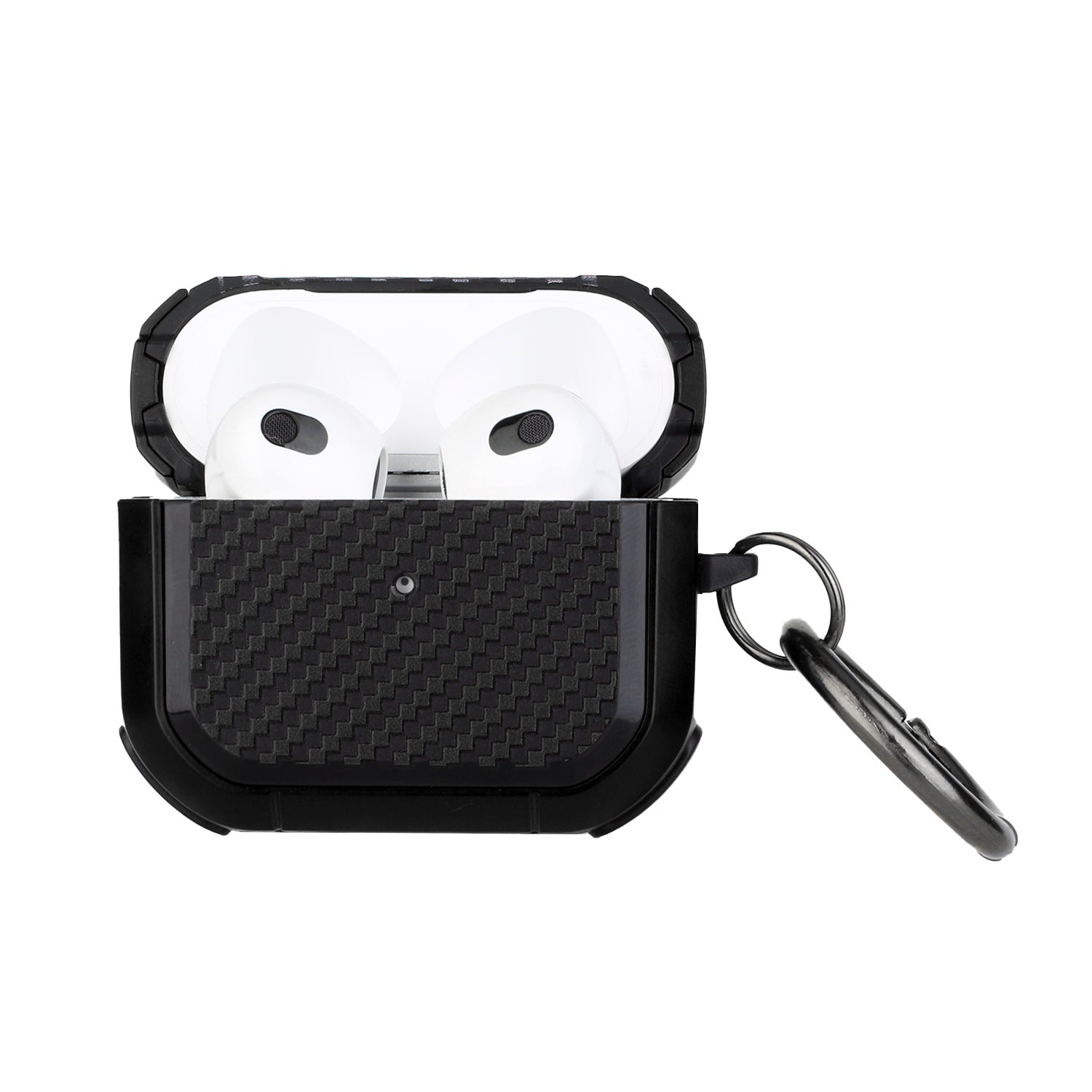 HRWireless, For AirPods 1/2 Carbon Fiber Design Hybrid With Metal Hook Case Cover