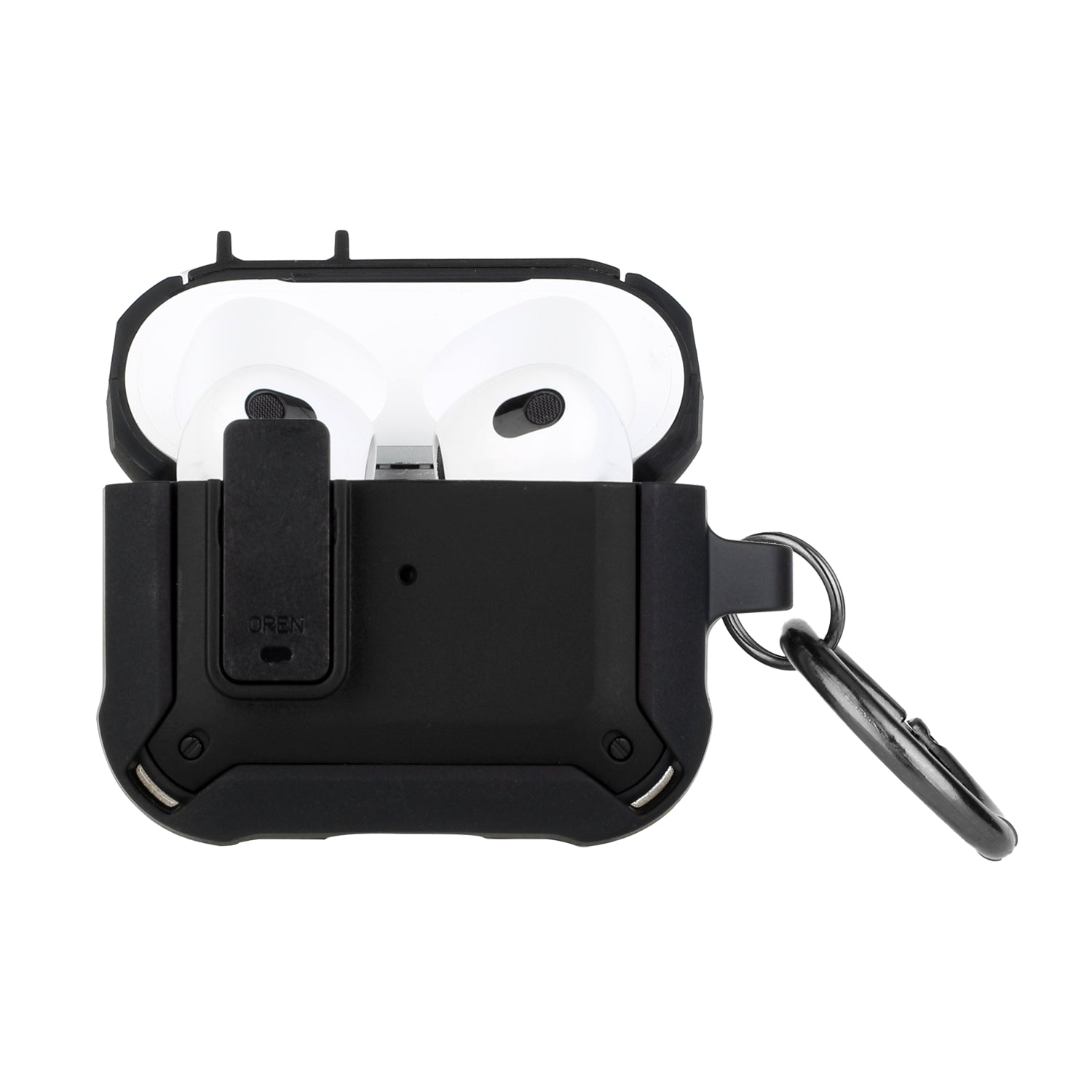 HRWireless, For AirPods 1/2 Switch Closure Premium Ultra ShockProof Hybrid With Metal Hook Case Cover