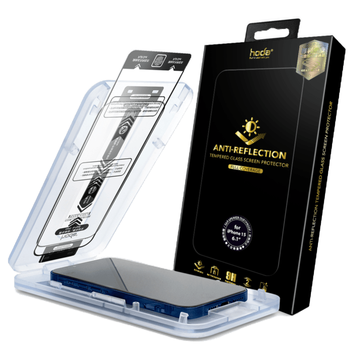 Hoda, Hoda Anti-Reflection Full Coverage Tempered Glass with Helper for iPhone 15 Series