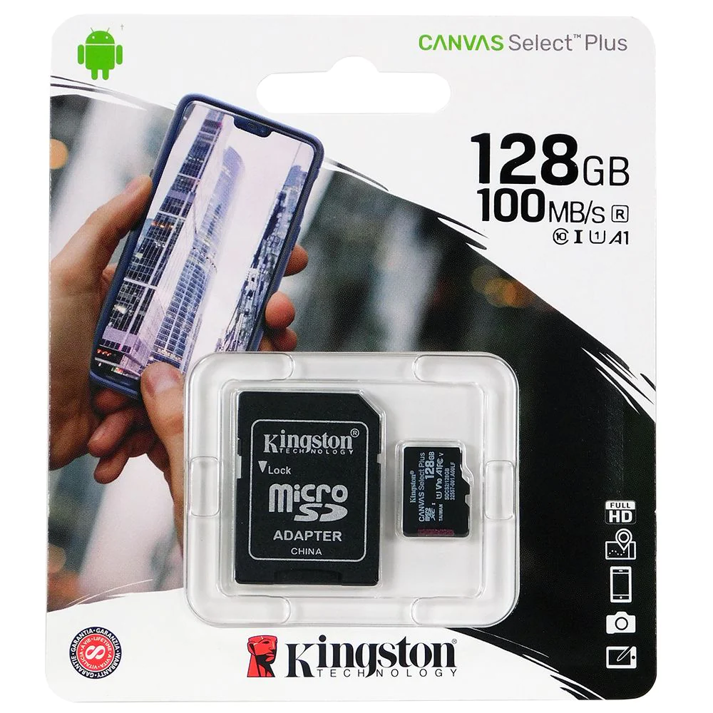 Kingston, Kingston 128GB microSD Canvas Select Plus Memory Card + Adapter (SDCS2/128GB)