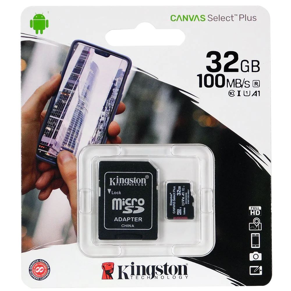 Kingston, Kingston 32GB microSD Canvas Select Plus Memory Card + Adapter (SDCS2/32GB)