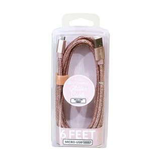 Powertek, Liquipel Powertek 6FT Micro USB Cable - Rose Gold Glitter