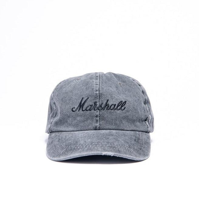 Marshall, Marshall Baseball Distressed Cap - Grey with Black Logo