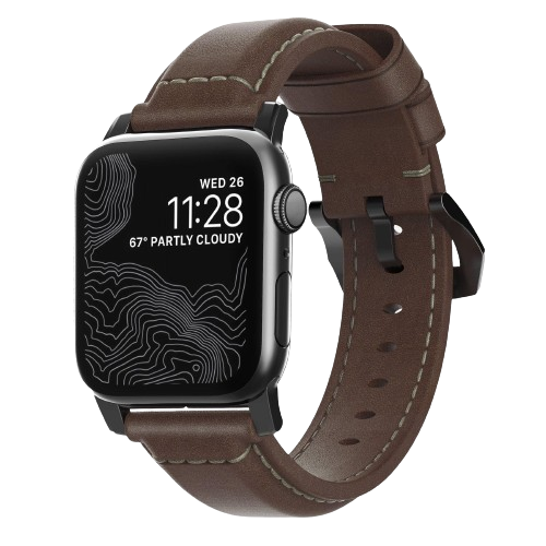 Nomad, Nomad Classic Strap for All Apple Watch Series ( 44mm / 42 mm) - Brown Strap + Black Hardware