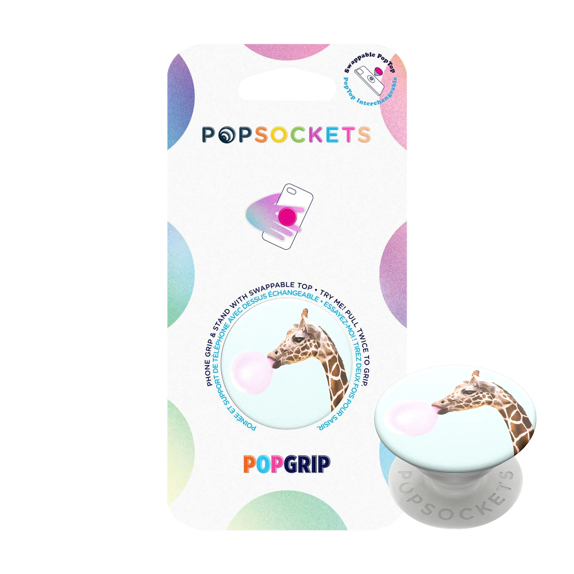 Popsockets, PopSockets Phone and Tablet Swappable PopGrip - Bubblegum Giraffe