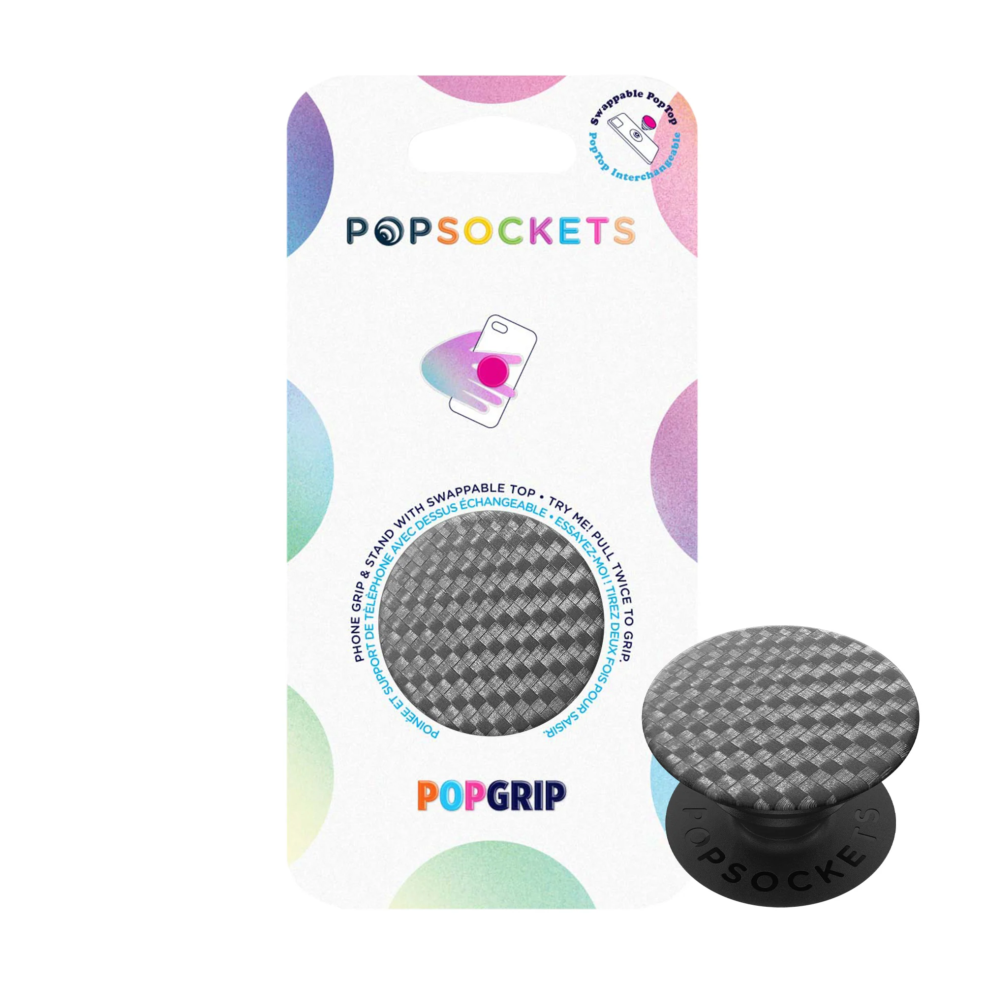 Popsockets, PopSockets Phone and Tablet Swappable PopGrip - Carbonite Weave