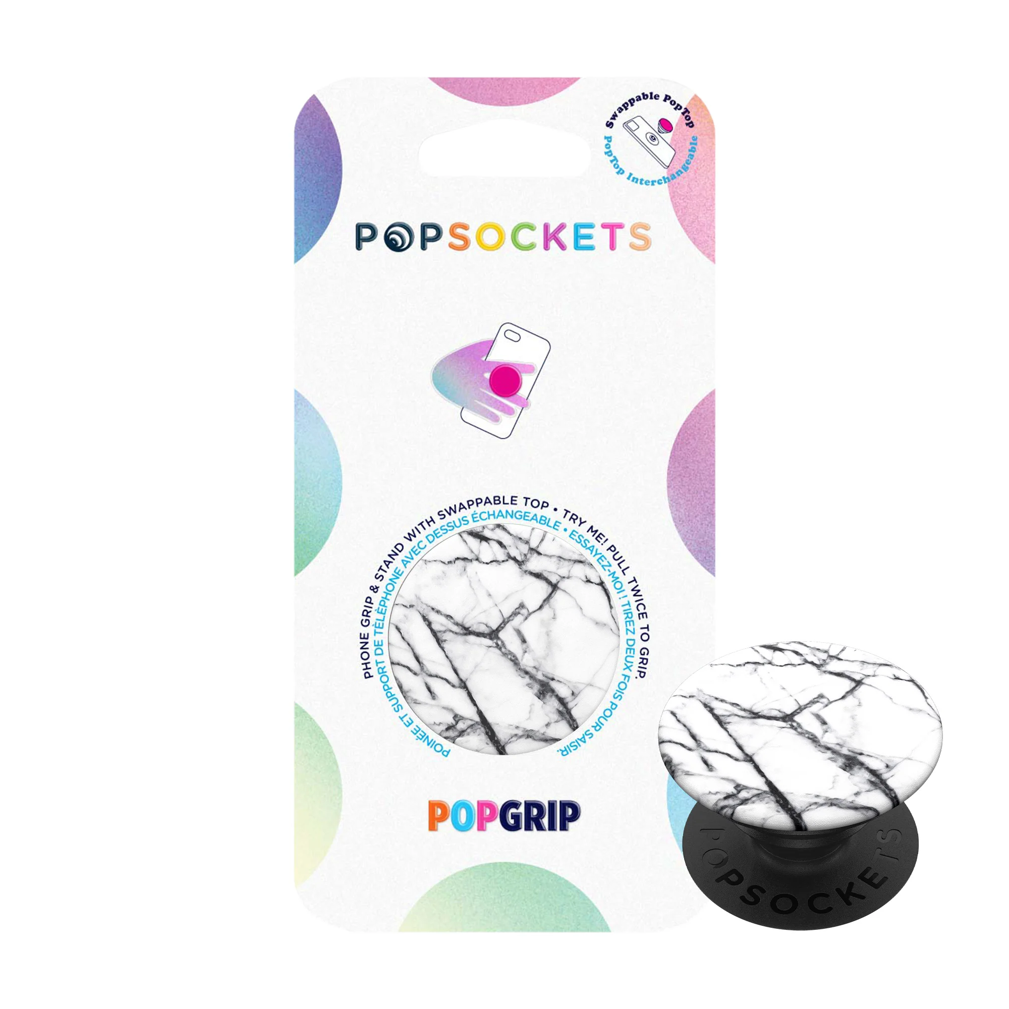 Popsockets, PopSockets Phone and Tablet Swappable PopGrip - Dove White Marble