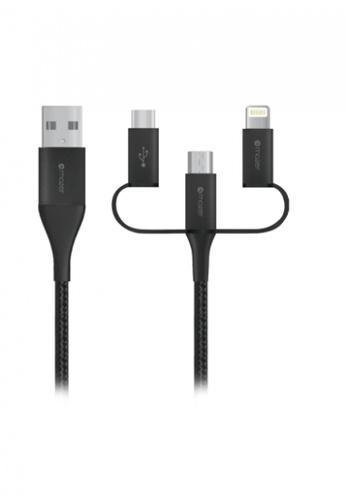 Mazer, (Promo) Mazer ALU.DURA.TEK 3-in-1 Lightning+Micro+USB-C 1.2M Cable - Black