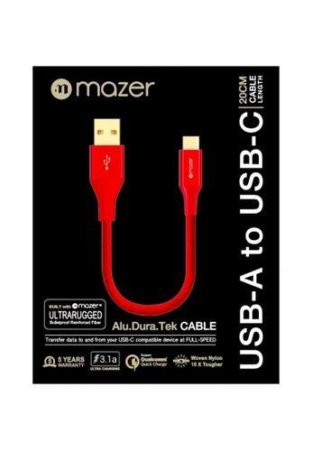 Mazer, (Promo) Mazer ALU.DURA.TEK USB-A to USB-C Cable 3.1A 20CM - Red