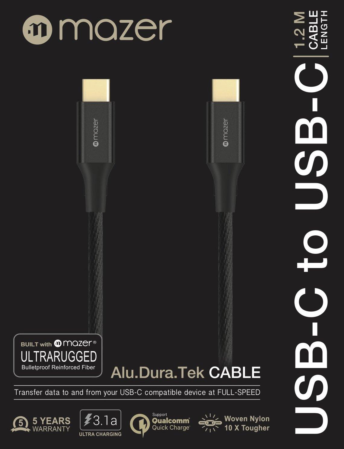 Mazer, (Promo) Mazer ALU.DURA.TEK USB-C to C Cable 3.1A 1.2M - Black