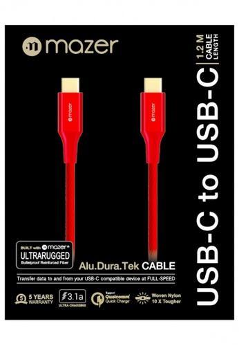 Mazer, (Promo) Mazer ALU.DURA.TEK USB-C to C Cable 3.1A 20CM - Red