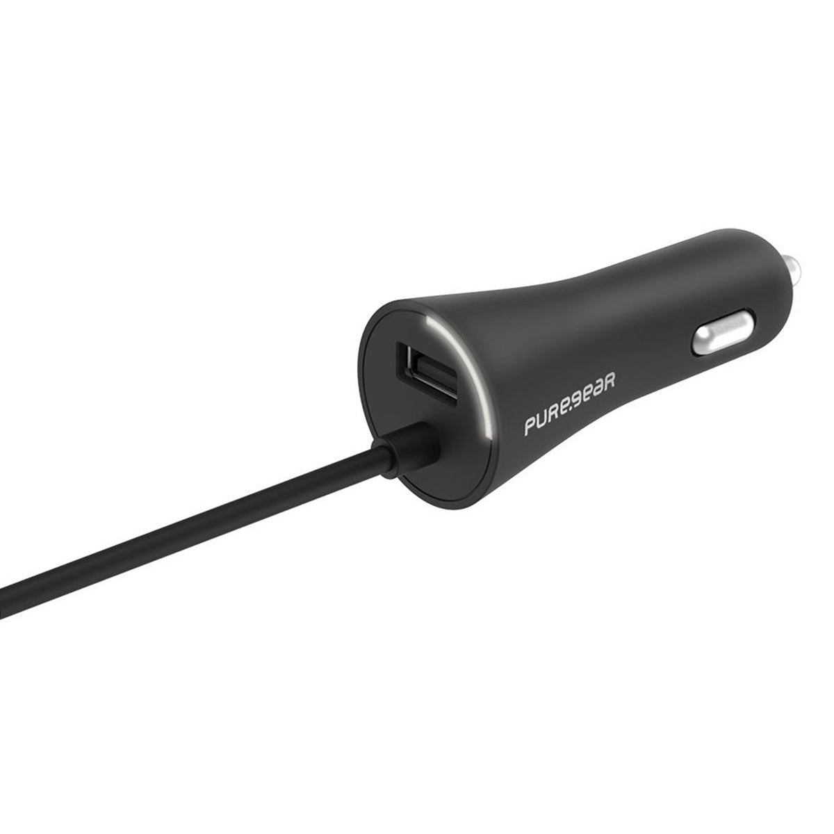 Puregear, PureGear 30W Single USB-A + Corded 3FT USB-C PD Car Charger - Black