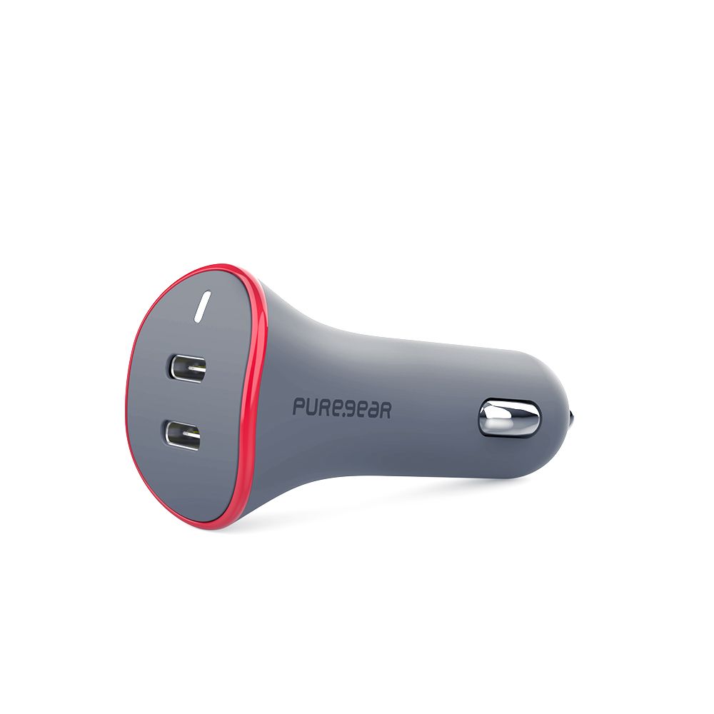 Puregear, PureGear 36W Dual USB-C Car Charger - Gray & Red