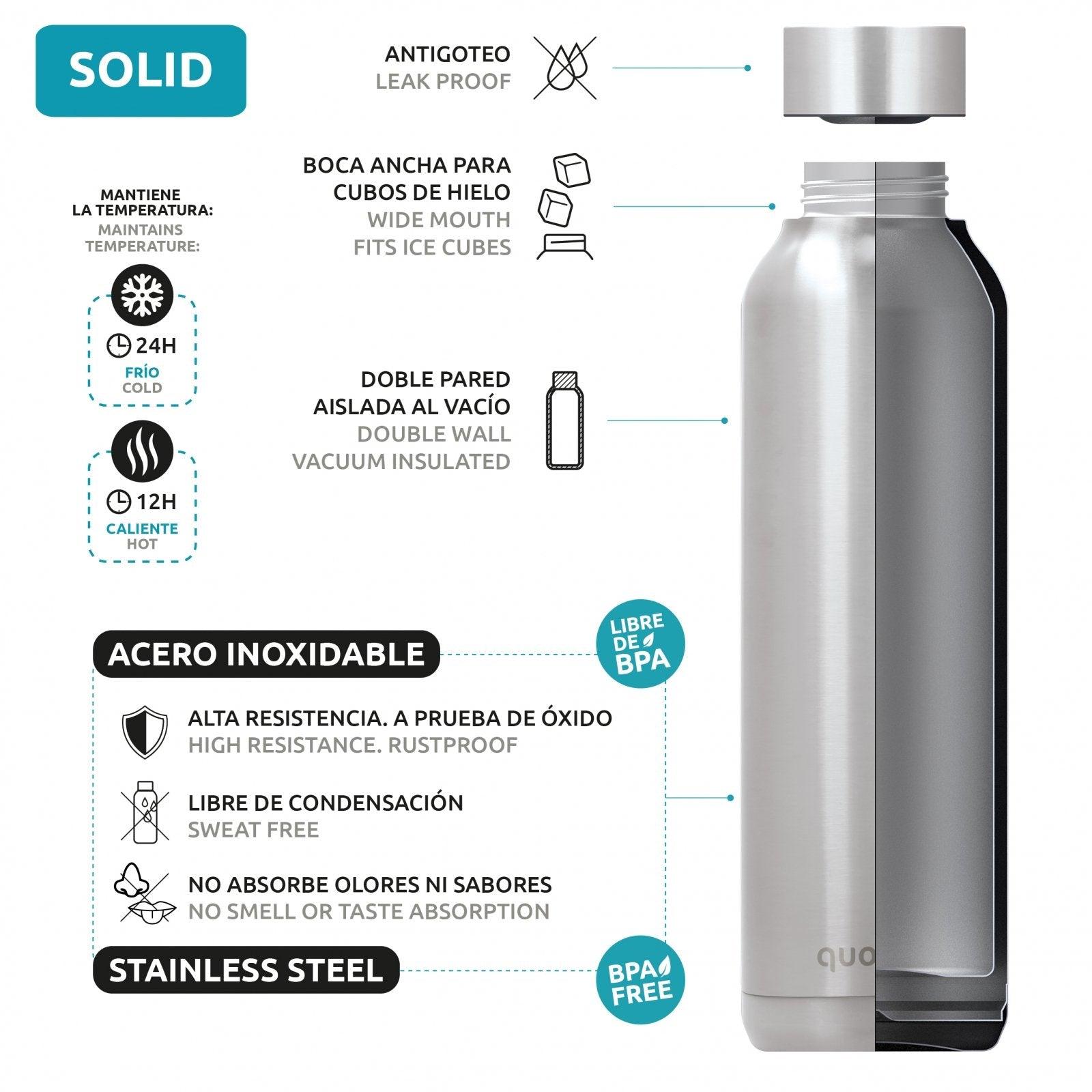 Quokka, Quokka Stainless Steel Bottle Solid 510ML - Neo Chrome