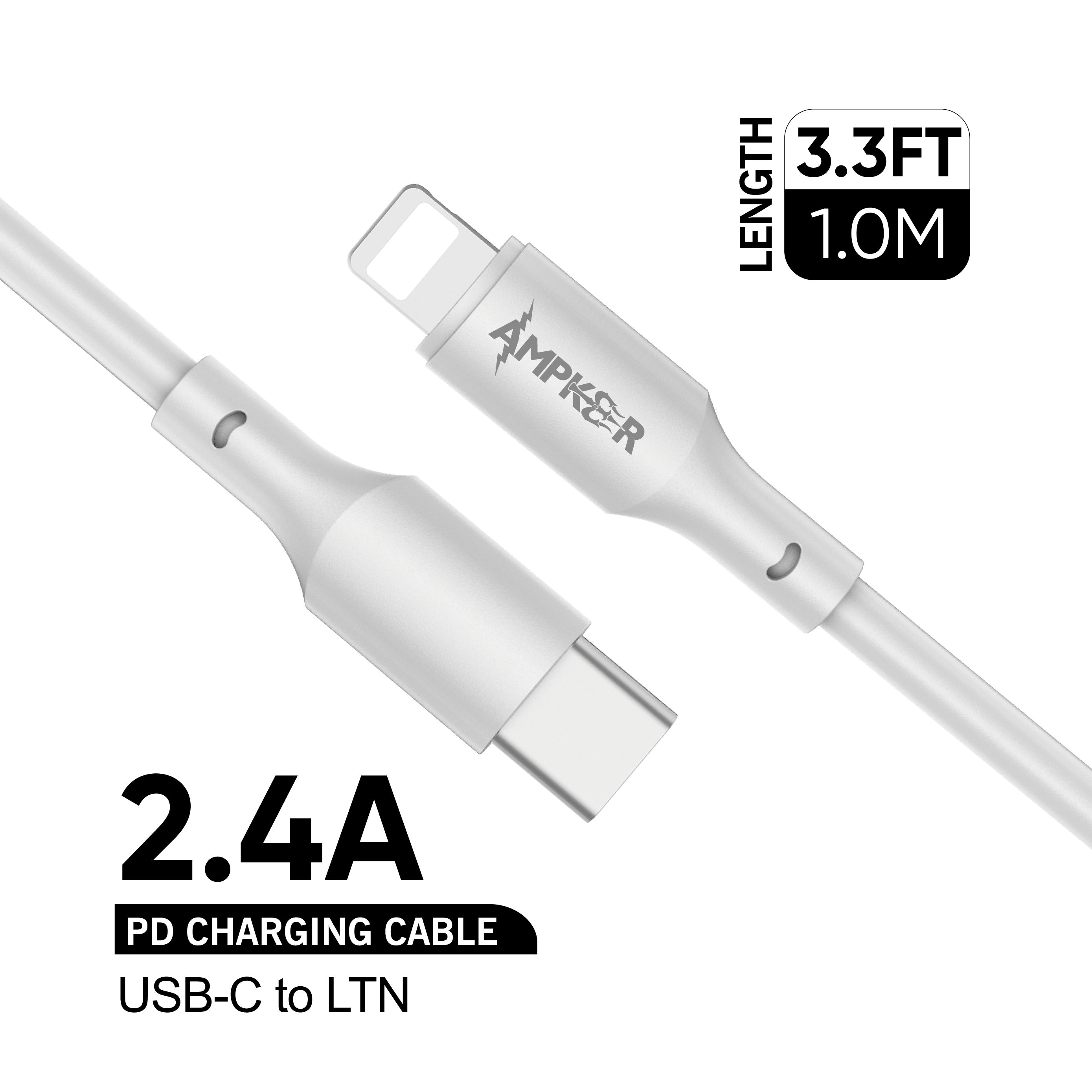 HRWireless, TYPE C to LIGHTNING 2.4A Charging Cable