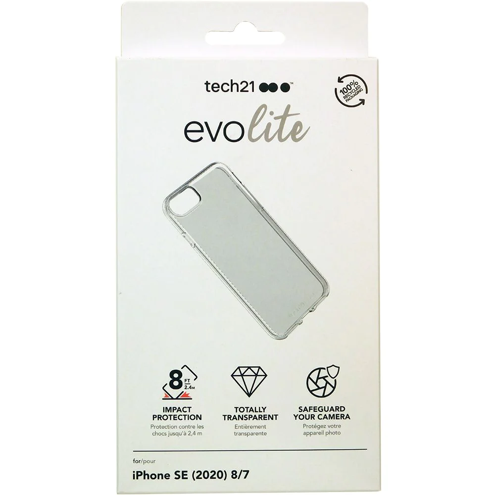 Tech21, Tech21 Evo Lite iPhone SE (3rd and 2nd gen)/8/7 Case - Clear