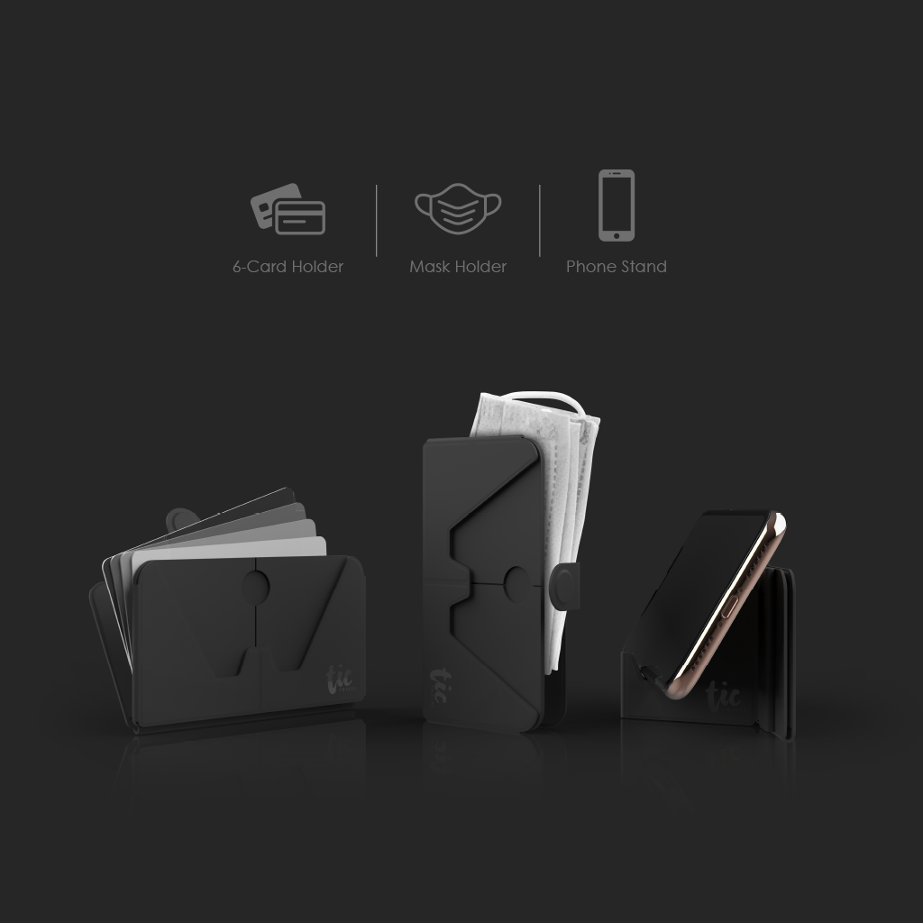 Tic Design, Tic Holder - Card-sized foldable holder for Phone / Mask