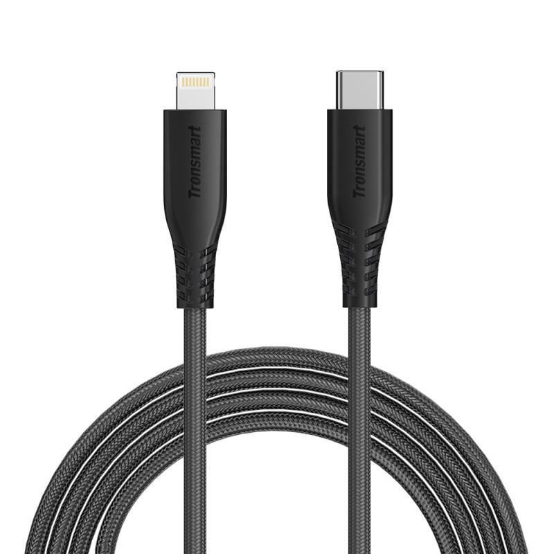 Tronsmart, Tronsmart Double Braided Nylon 4FT USB-C to Lightning Cable - Black