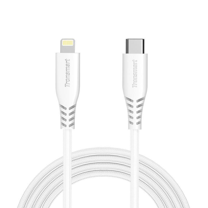 Tronsmart, Tronsmart Double Braided Nylon 4FT USB-C to Lightning Cable - White