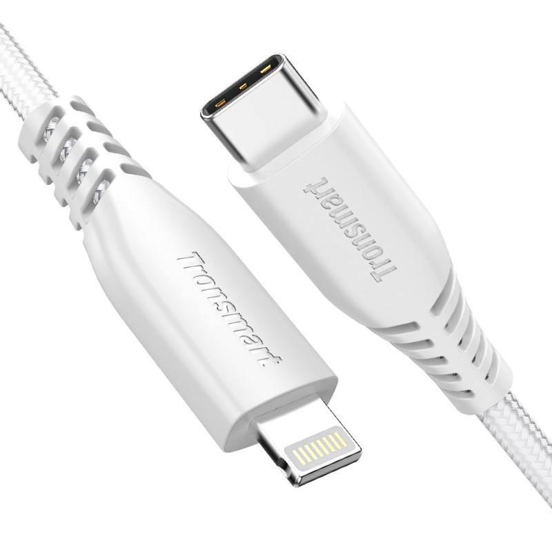 Tronsmart, Tronsmart Double Braided Nylon 4FT USB-C to Lightning Cable - White