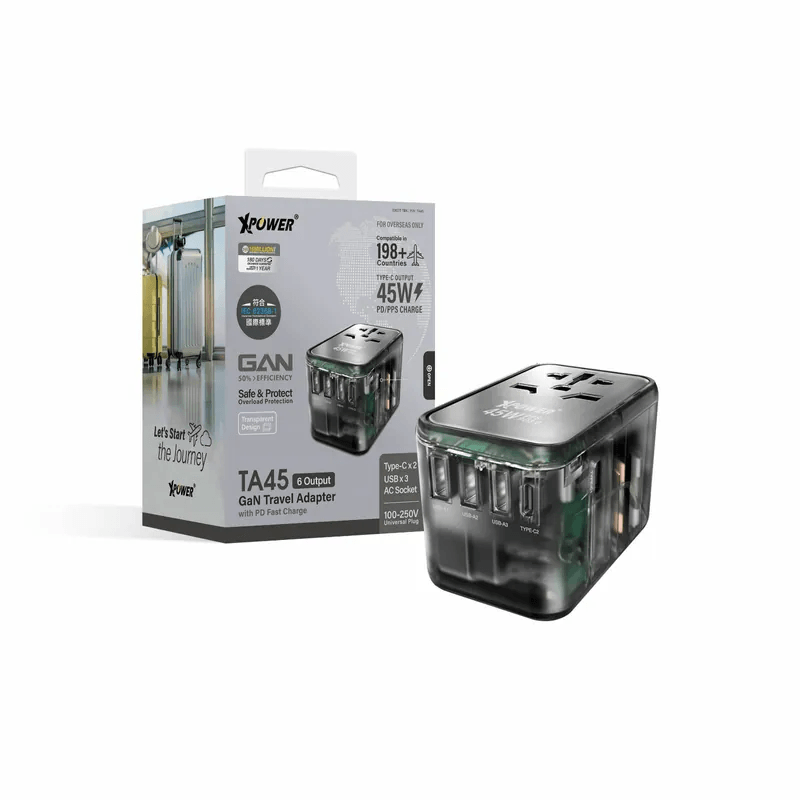 Xpower, XPower 45W 6 Output GaN Travel Adaptor TA45