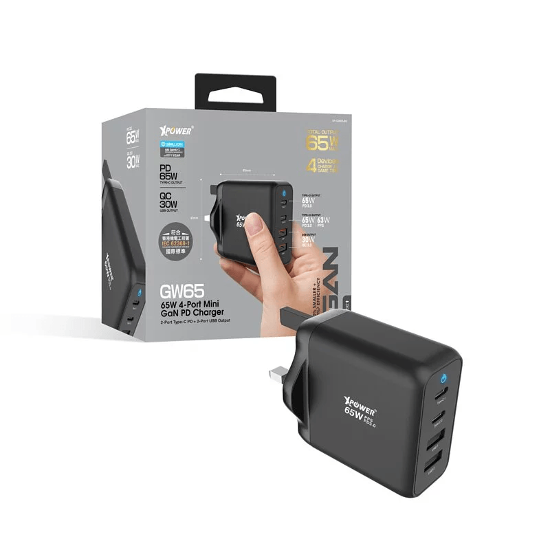 Xpower, XPower Wall Charger 65W 4 Ports Mini GaN GW65 - Black