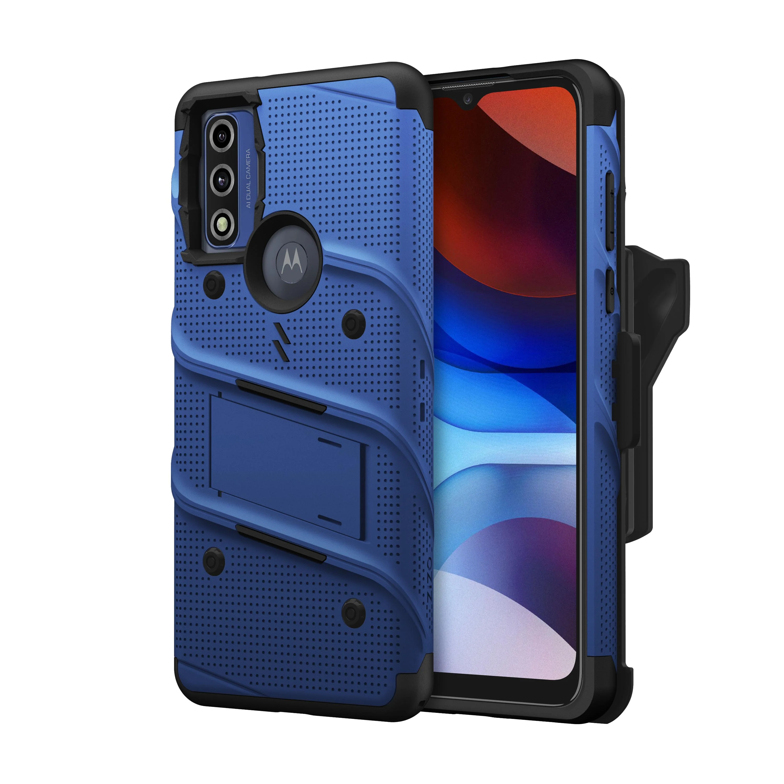 Zizo, ZIZO BOLT Bundle Moto G Pure Case with Tempered Glass - Blue & Black