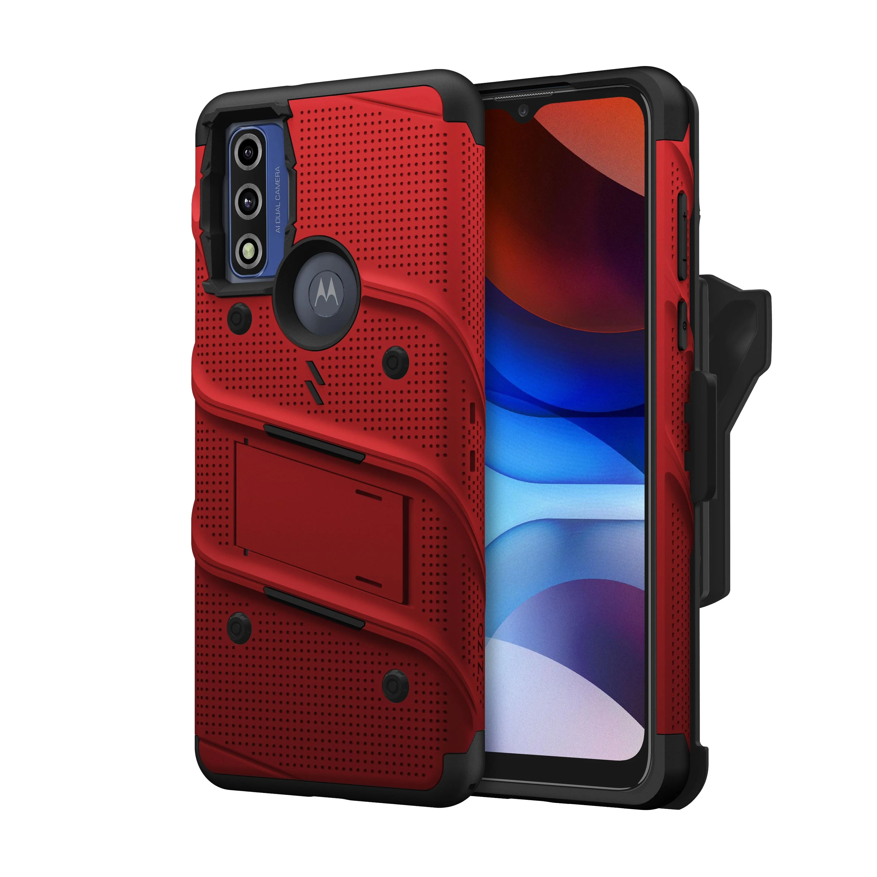 Zizo, ZIZO BOLT Bundle Moto G Pure Case with Tempered Glass - Red & Black Moto G Pure Red & Black