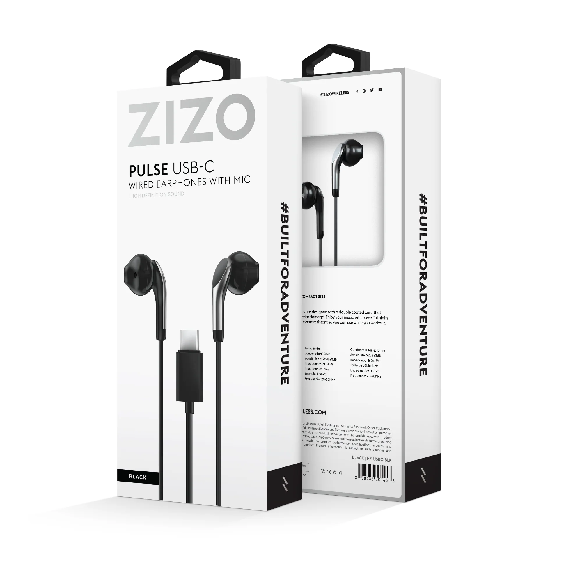 Zizo, ZIZO Wired USB Type C Headphones - Black